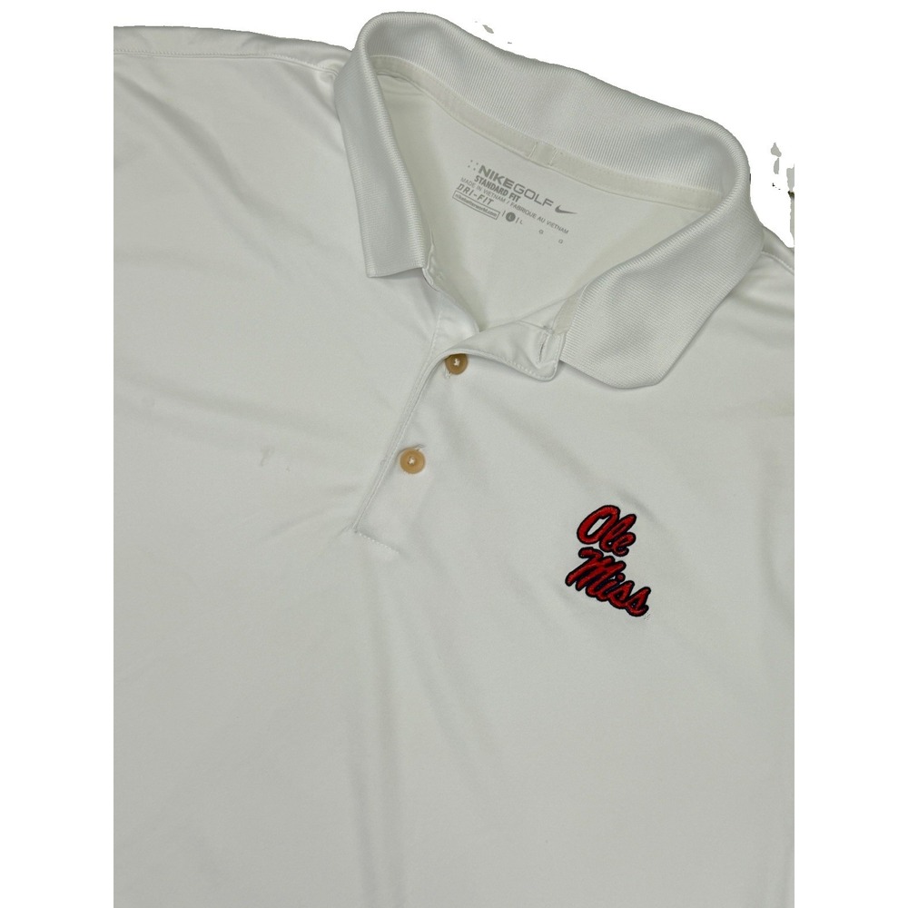 Nike Golf Dri-FIT Ole Miss Rebels Polo Shirt Men's Large White NCAA